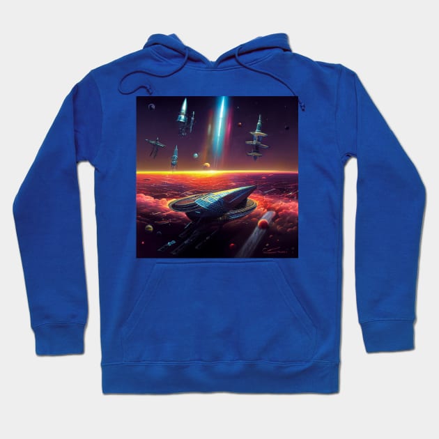 Interplanetary Spaceport Hoodie by Grassroots Green